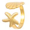 Europa y Estados Unidos joyería transfronteriza ins de alta gama exagerada anillo de acero inoxidable femenino flor amor estrella de mar anillo abierto accesorios