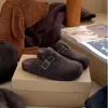 Zapatos Baotou Pantuflas Ropa de Exterior Mujer Otoño Invierno Cálido Estilo Coreano Retro Casual Lana Slip-on Suela Gruesa Zapatos Peludos Baotou