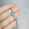 Transmisión en Vivo de Fuegos Artificiales de Nueva Ronda-Pulsera de Circonita Cortada, Pulsera de Colorido Cubo de Azúcar con Piedra Rosa y Diamante Azul a la Moda-Juego Completo