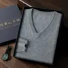 Suéter de Cachemir con Cuello en V para Hombre Otoño e Invierno Suéter de Cachemir Casual de Negocios para Hombre Camisa Base de Punto de Cachemir Puro para Hombre