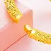 Pulsera Abierta de Latón Chapada en Oro de 24 Quilates con Diseño de Dragón y Fénix para Boda, Pulsera con Cierre de Novia para Mujer, Pulsera de Oro Imitación al por Mayor