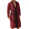 Amazon Roupão de Banho Masculino Longo Jacquard Macio Cor Lisa Cinto Roupa de Dormir Europeu Americano Plus Size Roupa de Casa Masculino