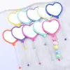 Espejo de Mano con Forma de Corazón para Maquillaje, Espejo de Tocador Portátil de una Cara con Cuentas Creativas DIY, Espejo de Maquillaje de Plástico con Forma de Corazón en Stock