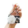 Modelo de Bolso de Camelia Creativo Estilo Nuevo Estilo Chanel Accesorios de Lazo de Cristal Llavero de Coche Colgantes para Bolso