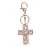 Chaveiro de Cruz Doce e Cool Totalmente Strass Charme de Bolsa com Strass Luxo Leve Estilo Ins Coreano Pingente Pequeno Criativo Presente