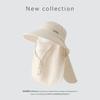 Sombrero integrado con máscara de protección solar y para el cuello para todo el verano, ala grande, visera de malla, máscara transpirable desmontable, gorra para recoger té