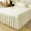 Saia de Cama de Renda de Algodão Lavado, Colcha de Renda, Conjunto de Três Peças, Lençol de Cama de Peça Única, Protetor de Colchão Estilo Saia de Renda Atacado