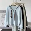 Novo cardigã de malha feminino para outono e inverno com lenço de seda, rejuvenescedor e emagrecedor, adequado como top ou camada base, tamanho único