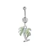 Ancla de Acero Inoxidable Caballo Marino Forma de Corazón Piercing de Ombligo Anillo Azul para Ombligo Joyería para Body Piercing Transfronterizo