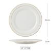 Lujo Ligero Plato Occidental de Porcelana Fina con Borde Dorado Plato para Bistec Plato Llano Vajilla de Cerámica para el Hogar Yangchen