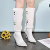 Botas de Salto Alto Apontadas Estilo Francês Acima do Joelho Outono/Inverno 2026 Novo Estilo Retrô Camurça Salto Agulha Emagrecedoras