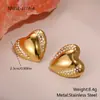 Moda Transfronteriza Europea y Americana Temperamento Pendientes de Acero Inoxidable en Forma de Corazón Pendientes de Diamantes de Lujo Ligero Femeninos Pendientes al por Mayor