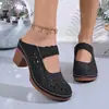 Sandalias cerradas para mujer 2026, talla grande, tacón medio, moda europea y americana, nuevas sandalias de primavera-verano caladas, transfronterizas