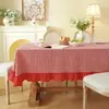 Mantel de cuadros de algodón puro engrosado con volantes de color liso, forma rectangular, superventas de Amazon, mantel de tacto de lujo ligero y de alta gama