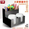 Portavasos de Papel Acrílico Tienda de Café Té con Leche Portavasos Dividido Estante de Almacenamiento para Barra Tapa de Vaso Caja para Servilletas Popotes Portavasos