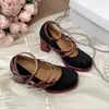 Tacones Altos Gruesos Estilo Francés Retro con Suela Roja para Mujer, Nuevo Modelo de Verano 2026, Que Aumentan la Altura, Adecuados para Vestidos, Zapatos Mary Jane Bajos