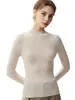 Suéter de lana de cuello medio para mujer, nuevo suéter corto de moda, capa base sin costuras ajustada