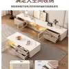 Estilo Cream Armário de TV de Madeira Maciça Sala de Estar Casa Simples Moderno 2025 Novo Combinação de Mesa de Centro de Ardósia com Armário de TV