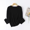 [Cálido y acogedor] Principios de otoño suave glutinoso sin costuras 100. Camisa de cachemira para mujer, suéter sencillo de manga larga que combina con todo.