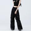 Calça de Trabalho Roxo Estilosa Retro Estilo Americano para Mulheres, Verão Fina Fresca Solta Emagrecimento Reta Wide-Leg Secagem Rápida