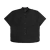 Camisa Lisa Solta de Manga Curta com Gola Alta para Homens, Estilo Japonês de Verão, Versátil, Casual, Tendência, Gola Reversível Estilo Americano