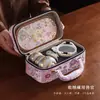Bolsa Bordada con Juego de Té de Viaje de Jade, Taza de Té Rápida, Una Tetera, Tres Tazas con Bandeja de Té, Juego para Viaje al Aire Libre, Regalo de Negocio