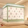 Modelo Nuevo 2025 Cortina Opaca Estampada Mosquitero Estilo Cama Tres Puertas 1.5m/ 1.8m Red de Gasa Doble Dosel de Cama Anticaída