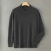Suéter de Lana 100% Pura para Hombre de Primera Línea Otoño/Invierno Listo para Usar, Suéter con Solapa Festoneada, Tejido de Cachemir de Lujo Casual de Negocios