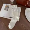 Calcetines de Encaje de Algodón al por Mayor (26 pares), Calcetines Apilables para Mujer, Estilo de Pasarela de Moda de Nicho, Calcetines de Media Caña con Letras, Calcetines Estilo Coreano Dongdaemun, Calcetines de Moda
