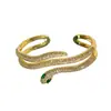 Pulsera Abierta de Oro Real de 18K Electrochapado con Circonita de Tres Capas con Forma de Serpiente, Pulsera de Lujo Ligero de Alta Gama, Joyería de Mano Personalizada de Nicho para Mujeres