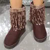 Conforto e Estilo Andam de Mãos Dadas, Criando o Calçado Feminino Perfeito! Botas de Moda com Pelo Sintético Curto, Bico Redondo e Design Slip-On