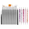 Set de 21 Pinceles para Uñas Transfronterizo con Mangos de Plástico para Pintura de Uñas, Tallado, Fototerapia, Sombreado, Punteado y Dibujo de Líneas