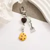 Galletas Hechas a Mano Tenedor de Galleta Artificial Llavero Colgante de Metal Acrílico Colgante Lindo para Teléfono Móvil