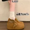 Couro Genuíno Aumento de Altura 7cm Totalmente Fechado Pessoa Baixa Birkenstock Sapatos Femininos Slip-on Solado Macio Mocassins Preguiçosos Sapatos Únicos
