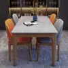 Juego de mesa y sillas de comedor de mármol estilo italiano, mesa de comedor moderna para uso doméstico, madera maciza, apto para apartamentos pequeños, diseño de lujo ligero, mesa de comedor rectangular estilo occidental