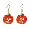 Tendência de Moda Europeia e Americana 2024 Brincos de Abóbora de Halloween Brincos com Pingente de Abóbora Sorridente Combinação para Festa Mulheres