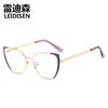 Nueva Moda Ojo de Gato Nueva Moda Metal Lentes Planos para Mujer Patilla de Resorte Artesanal Lentes Anti-luz Azul 9738