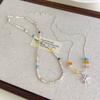 Colar de Verão Transparente Dopamina Cristal Colorido Estrela Prata Quebrada Contrastante Colar Corrente Clavicular Empilhada de Verão