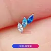 Brinco de liga de titânio F136 três olhos de cavalo oblíquos incrustados com zircônia 5A rosca interna prego de osso de ouvido prego de lábio joia de piercing de titânio G23