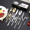 Cuchillo para Bistec, Tenedor, Cuchara, Cuchara de Postre de Acero Inoxidable con Mango en Forma de Diamante, Estilo Lujo Ligero, Juego de Cubiertos Occidentales de 18/24 Piezas