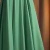 Etiqueta de Remate de Tienda-Excedente Cortado Falda Elegante Estilo Francés Verde Verano Moda Falda de Cintura Alta Línea A Adelgazante
