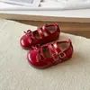 Nuevos Zapatos Mary Jane de Cuero para Niñas Primavera/Verano Estilo Primavera/Otoño Lazo Suela Suave Zapatos de Princesa Zapatos para Caminar Bebé