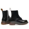 Botas de Trabalho 1460 de Cano Alto para Mulheres, Botas Clássicas de Couro Rígido com Biqueira Aberta no Tornozelo, Botas Unisex de Couro Genuíno Liso, Sapatos de Motocicleta com Bico Redondo