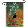 2026 Bestseller de Amazon Primavera y Verano Gato Floral Girasol Jardín Decoración Exterior Bandera Lino Bandera de Jardín