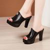 Sandalias de Tacón Alto de Boca de Pescado de Moda para Mujer Verano 2025 Plataforma Impermeable de Suela Gruesa Versátiles Chanclas de Cuero Suave