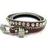 Cinturón con patrón de cocodrilo Piel sintética PU para mujer Fila única Decorativo delgado incrustado con diamantes Hebilla de pin para mujer Borde de cuenta de acero con incrustaciones de diamantes de imitación