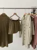 Omalai 2026 Primavera Solapa Manga Larga Un Botón Longitud Media Camisa con Falda Conjunto de Dos Piezas Foto Real 6109