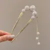 Exquisita y Lujosa Horquilla de Aleación en Forma de U para Fijar y Peinar el Cabello, Horquilla de Perlas y Pedrería para Mujeres