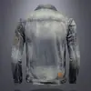 Jaqueta Jeans Vintage Desgastada para Motociclista Masculino, Estilo Coreano Slim Tendência Estilosa Jaqueta de Trabalho para Homem, Peça Superior para Primavera e Outono