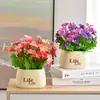Decoración de Flores Artificiales Arreglo de Flores de Girasol Pequeño Macetero Plástico Ramo Decoración de Sala de Estar Mesa de Comedor Decoración de Planta Verde